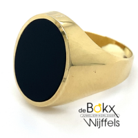 gouden herenring met ronde onyx maat 64 - 51462 gouden herenring met ronde onyx maat 64 - 51462
