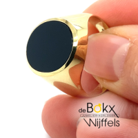 gouden herenring met ronde onyx maat 64 - 51462 gouden herenring met ronde onyx maat 64 - 51462