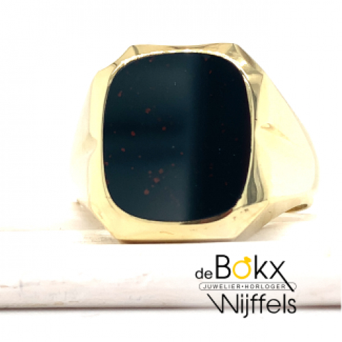 heren ring goud met een jaspes steen maat 62/19.75 - 51463 heren ring goud met een jaspes steen maat 62/19.75 - 51463