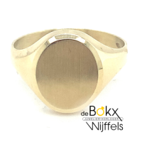 Gouden ring met ovaal graveervlak maat 59 - 51465