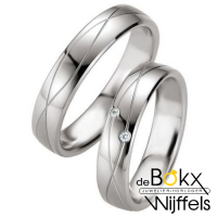 Trouwring zilver met diamant van breuning met prachtige lijnen - 51430 Trouwring zilver met diamant van breuning met prachtige lijnen - 51430