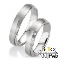 Bijzondere zilveren trouwring met diamant van breuning - 51432 Bijzondere zilveren trouwring met diamant van breuning - 51432