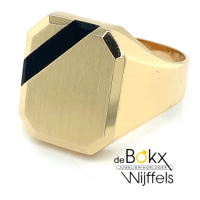 gouden herenring met onyx streep maat 61 - 51515 gouden herenring met onyx streep maat 61 - 51515