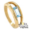 Geel gouden ring met blauwe topaas maat 55 - 51542
