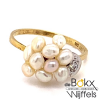 Gouden ring met zoetwater parel en diamant maat 55 - 51606 Gouden ring met zoetwater parel en diamant maat 55 - 51606