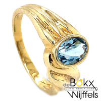 prachtige geel gouden ring met aqaumarijn in maat 55 - 51616 prachtige geel gouden ring met aqaumarijn in maat 55 - 51616