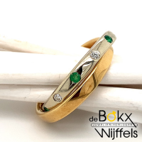 wikkelring geel en wit goud met smaragd en diamant maat 59 - 51617 wikkelring geel en wit goud met smaragd en diamant maat 59 - 51617