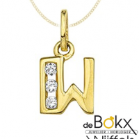 Letter hanger goud met zirkonia W - 51650 Letter hanger goud met zirkonia W - 51650