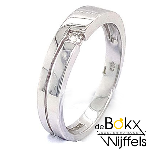 witgouden diamant ring maat 55 - 51624