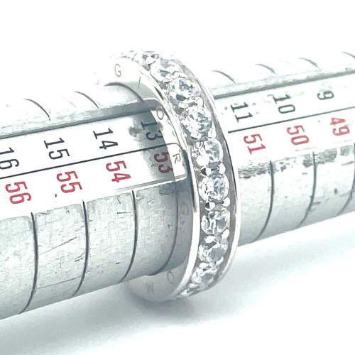 memoire ring met zirkonia steentjes rond om rond maat 52 - 51888