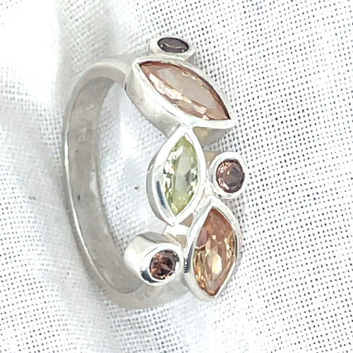 prachtige zilveren ring met zirkonia maat 54 - 51929