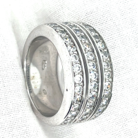 Breede ring zilver met zirkonia steentjes maat 56 - 51954