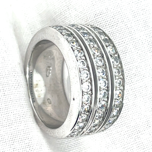 Breede ring zilver met zirkonia steentjes maat 56 - 51954 Breede ring zilver met zirkonia steentjes maat 56 - 51954