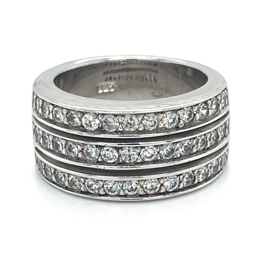 Breede ring zilver met zirkonia steentjes maat 56 - 51954 Breede ring zilver met zirkonia steentjes maat 56 - 51954