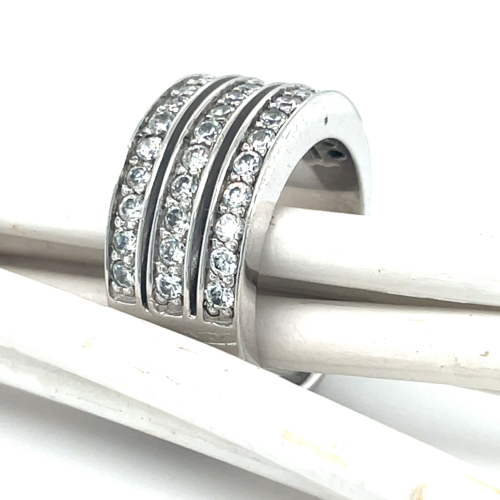 Breede ring zilver met zirkonia steentjes maat 56 - 51954 Breede ring zilver met zirkonia steentjes maat 56 - 51954