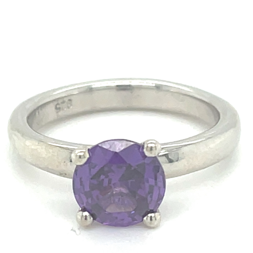 ring in zilver met paarse steen maat 56 - 52026