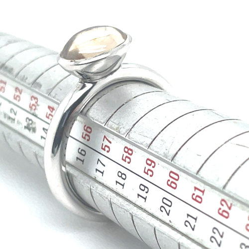 ring zilver maat 56 met wit roze kleurige steen - 52027