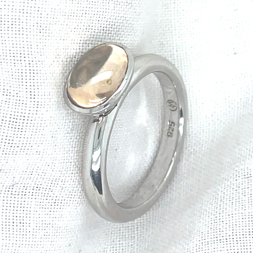 ring zilver maat 56 met wit roze kleurige steen - 52027