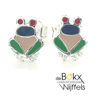 oorknoppen kikkers zilver met gekleurde emaillen - 52111 oorknoppen kikkers zilver met gekleurde emaillen - 52111