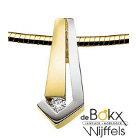 Twee kleurige gouden hanger met diamant - 52179 Twee kleurige gouden hanger met diamant - 52179