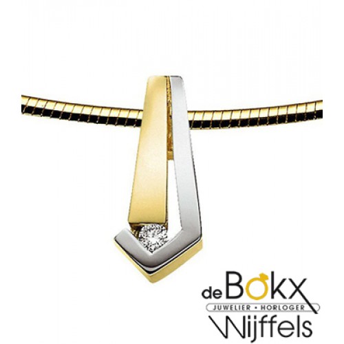 Twee kleurige gouden hanger met diamant - 52179