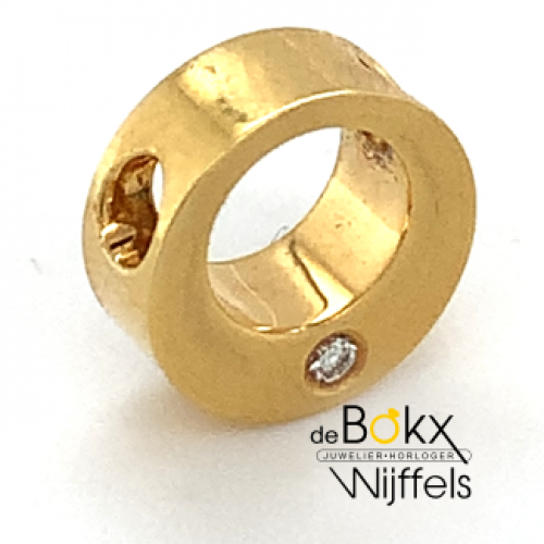 kleine cirkel hanger geel goud 18 karaat met diamant - 52184
