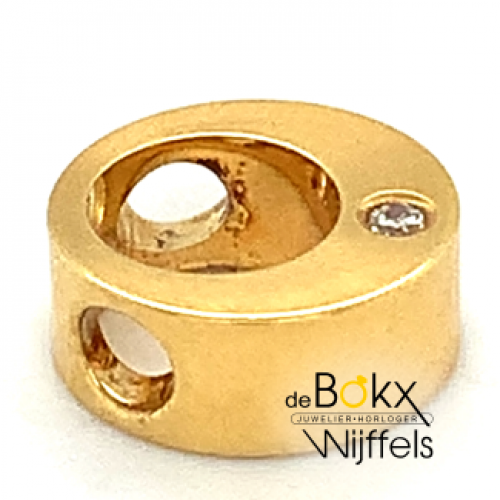 kleine cirkel hanger geel goud 18 karaat met diamant - 52184