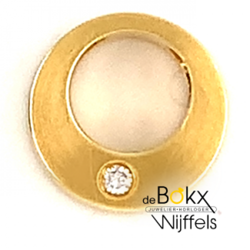 kleine cirkel hanger geel goud 18 karaat met diamant - 52184 kleine cirkel hanger geel goud 18 karaat met diamant - 52184