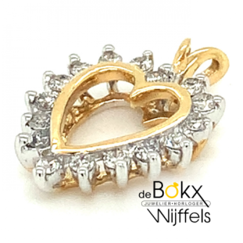 Hartje gouden hanger met diamant - 52185 Hartje gouden hanger met diamant - 52185