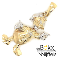 geel en wit gouden Donald duck hanger met diamant - 52197 geel en wit gouden Donald duck hanger met diamant - 52197