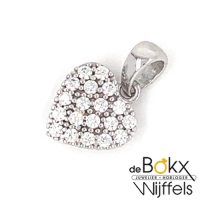 Witgouden hanger met een hart van zirkonia. - 52217 Witgouden hanger met een hart van zirkonia. - 52217