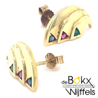 Grote oorknoppen goud met gekleurde zirkonia - 52341 Grote oorknoppen goud met gekleurde zirkonia - 52341