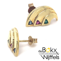 Grote oorknoppen goud met gekleurde zirkonia - 52341 Grote oorknoppen goud met gekleurde zirkonia - 52341