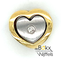 hartjes hanger geel en witgouden met diamant - 52612 hartjes hanger geel en witgouden met diamant - 52612