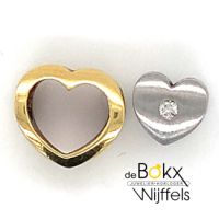 hartjes hanger geel en witgouden met diamant - 52612 hartjes hanger geel en witgouden met diamant - 52612