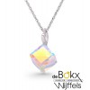 Cube spark ketting met zilveren hanger en kristallen - 54148 Cube spark ketting met zilveren hanger en kristallen - 54148