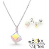 Cube spark ketting met zilveren hanger en kristallen - 54148 Cube spark ketting met zilveren hanger en kristallen - 54148