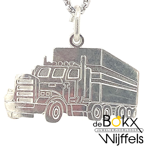 zilveren vrachtwagen hanger met ketting in zilver 41-45cm - 54214 zilveren vrachtwagen hanger met ketting in zilver 41-45cm - 54214