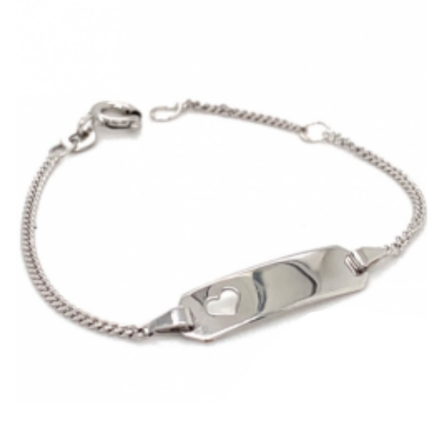 Witgoud graveerarmband kinderen 11-13cm met een hartje - 54356
