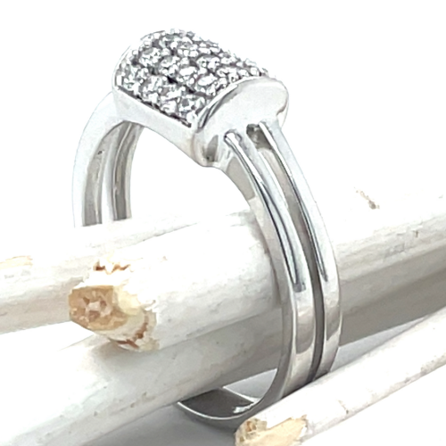 Zilver gerhodineerd ring met zikonia maat 54 - 54372