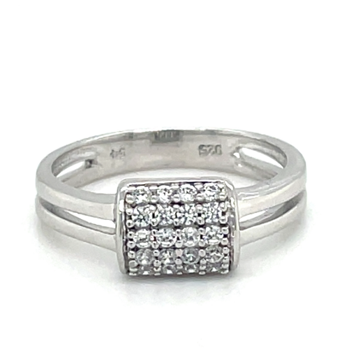Zilver gerhodineerd ring met zikonia maat 54 - 54372