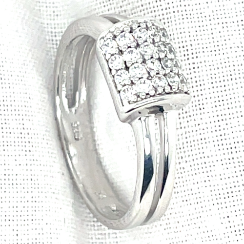 Zilver gerhodineerd ring met zikonia maat 54 - 54372