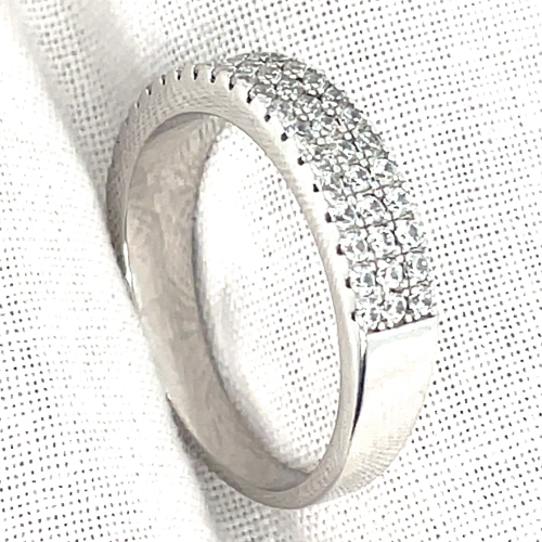 Ring Zilver gerhodineerd met zirkonia in maat 54 - 54378