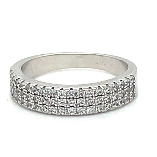 Ring Zilver gerhodineerd met zirkonia in maat 54 - 54378