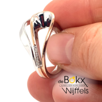 Breuning ring zilver met roze en witte saffier maat 56 - 54418 Breuning ring zilver met roze en witte saffier maat 56 - 54418