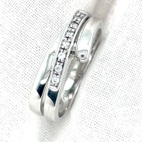 zilveren ring met zironia steentjes in maat 56 - 53139