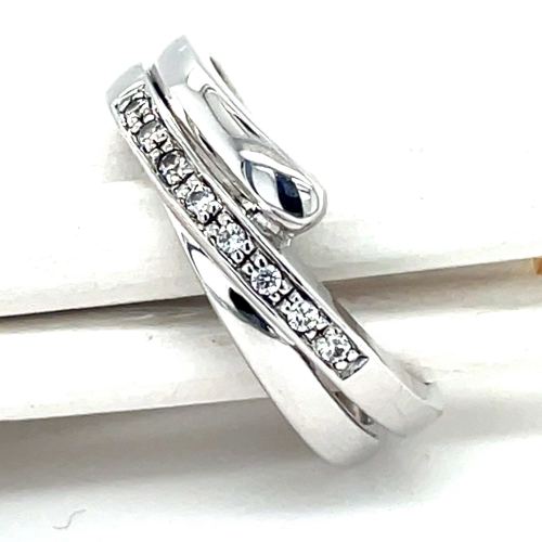 zilveren ring met zironia steentjes in maat 56 - 53139