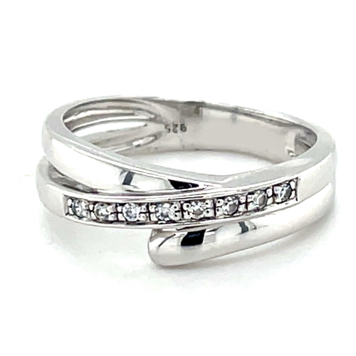 zilveren ring met zironia steentjes in maat 56 - 53139