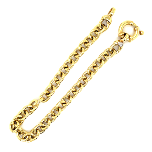 Massief gouden armband met zilveren kern 18.5cm - 53231