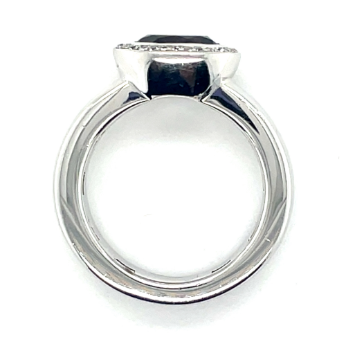 ring zilver met zirkonia steentjes en rookkwarts maat 52 - 53246